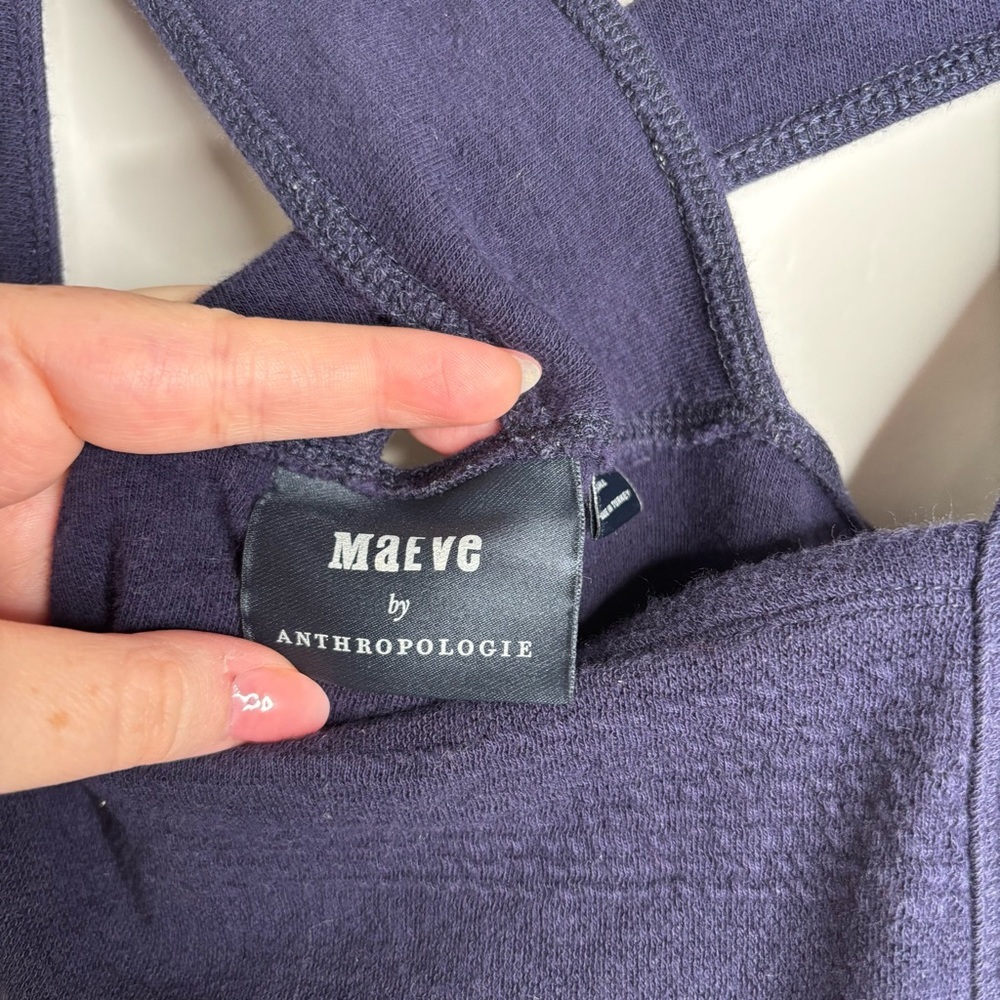 Anthropologie Maeve Navy Stephie Cross Back Top size Small - Picture 7 of 11